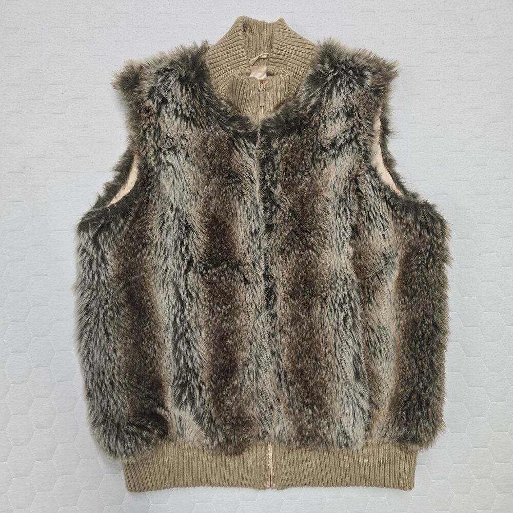Powder River Outfitters Faux Fur Vest M Panhandle Slim Western Boho Y2K Indie
